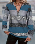Brisalyne - Stribet afslappet sweater med lynlås