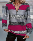 Brisalyne - Stribet afslappet sweater med lynlås