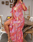 Esther - Elegant boho-kjole med V-hals og blomsterprint til damer