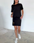 Demyra - Kort stretchkjole til kvinder i sort casual chic stil
