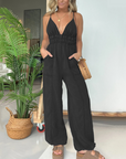 Anja - Denim-jumpsuit med dyb V-hals til kvinder