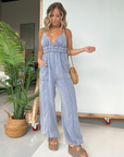 Anja - Denim-jumpsuit med dyb V-hals til kvinder