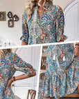 Esther - Elegant boho-kjole med V-hals og blomsterprint til damer