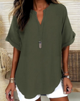 Sylmira - Elegant løs bluse med V-hals