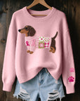 Avelynesse - Blød sweater med gravhund og håndværksmæssig charme