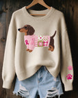 Avelynesse - Blød sweater med gravhund og håndværksmæssig charme