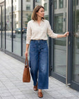 Rexelle - Jeans til kvinder med høj talje og vid pasform, denimkomfort & moderne stil