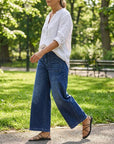 Rexelle - Jeans til kvinder med høj talje og vid pasform, denimkomfort & moderne stil