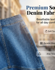 Ivessia - Midi denimnederdel til kvinder med høj talje, havfruesnit