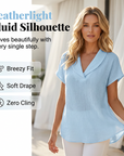 Soralyne - T-shirt til kvinder med V-hals i let struktureret stof