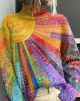 Noelle - Regnbuefarvet rullekravesweater til damer