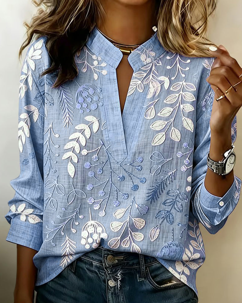 Pelyxa - Damebluse med blomsterprint i bomuld, elegant regular fit til sommeren