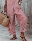 Pheralyn - Løs jumpsuit til damer med minimalistiske striber og firkantet halsudskæring