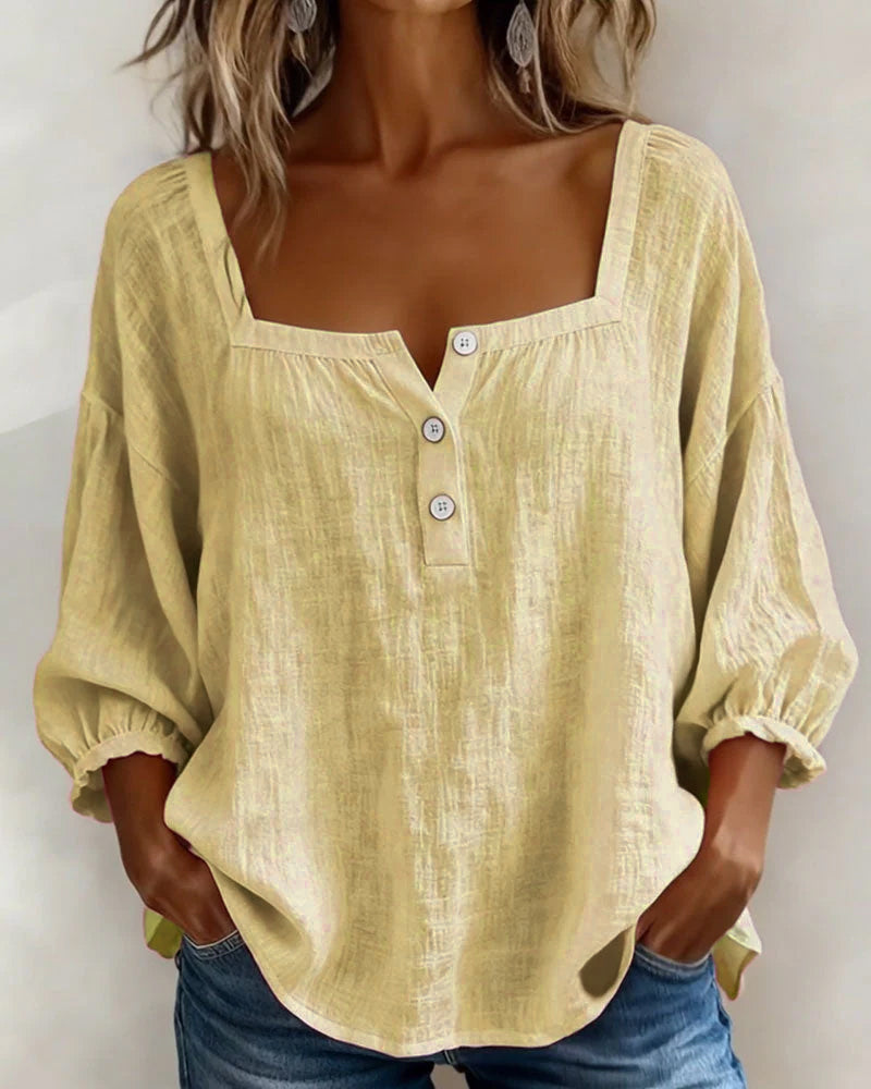 Glyressa - Elegant damebluse med firkantet hals