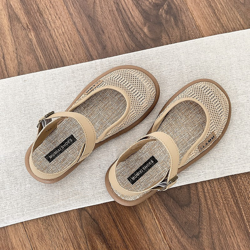 Norythra - Åndbare damesandaler i hør og mesh med lukket tå
