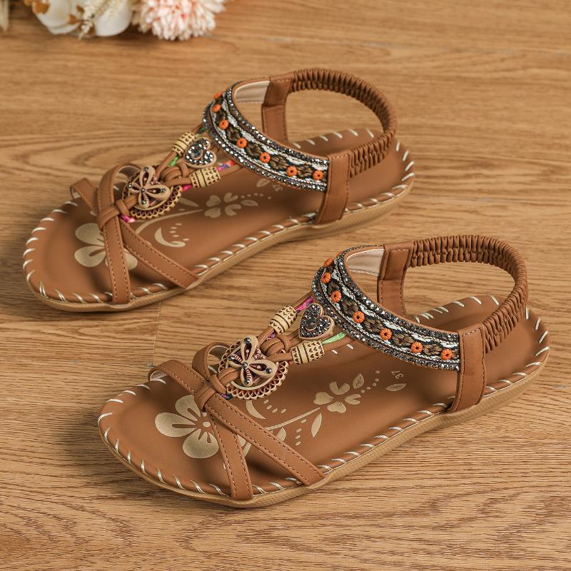 Hovira - Behagelige flade bohemesandaler i Ibiza chic-stil