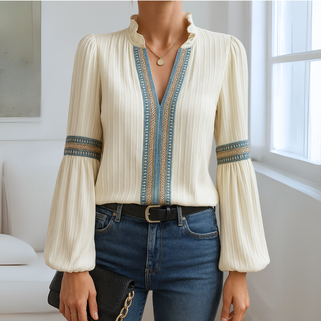 Mirabel - Blondebluse med V-hals
