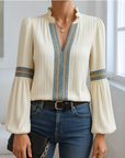 Mirabel - Blondebluse med V-hals