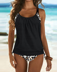 Augustus - stilfuld ensfarvet tankini med leopardprint