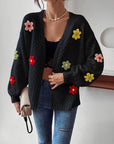Risette - Strikket blomstret cardigan