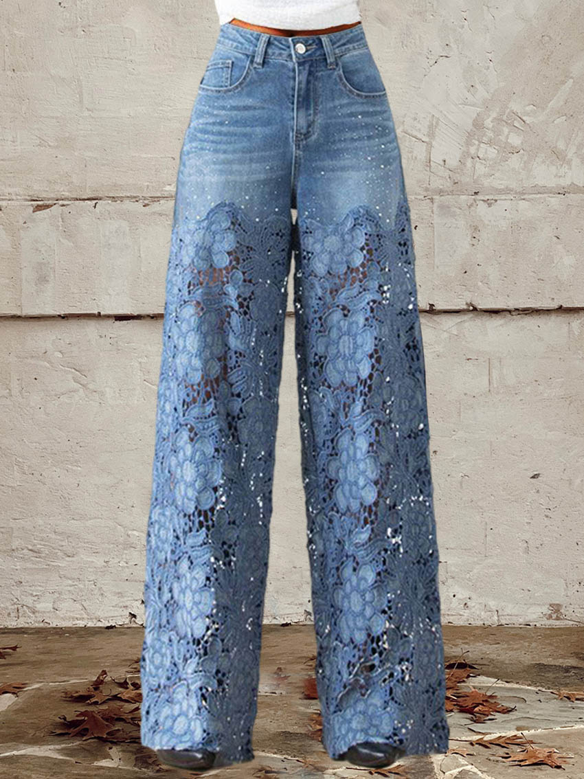 Lisandra - Jeans med mellemhøj talje, blonde og patchwork til en afslappet og trendy stil
