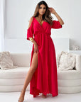 Havessira - Elegant maxikjole med off-shoulder og V-hals