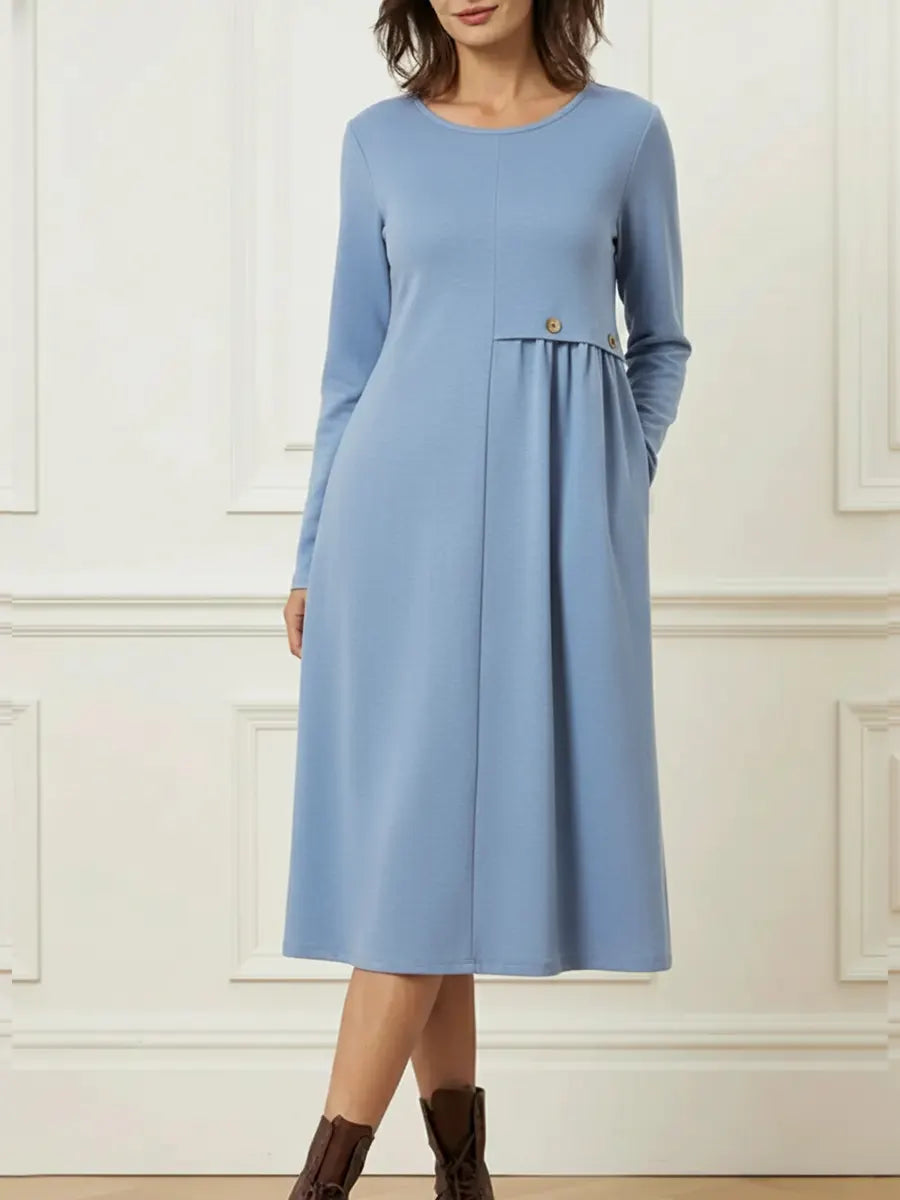 Helisavelle - Midikjole i bomuld med lange ærmer i casual stil