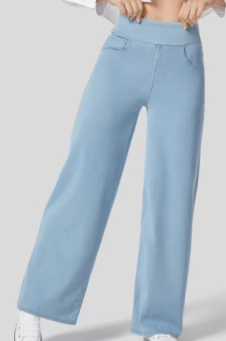 Ruvessa - Jeans til kvinder med høj talje og vide ben, meget strækbare, moderne snit