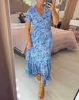 Denise - Maxi blomsterkjole med V-hals