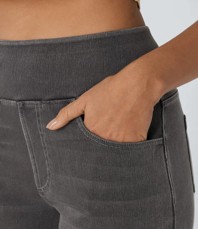 Ruvessa - Jeans til kvinder med høj talje og vide ben, meget strækbare, moderne snit