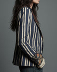 Avenorix - Stribet boheme-blazer til damer med vintage blomsterprint