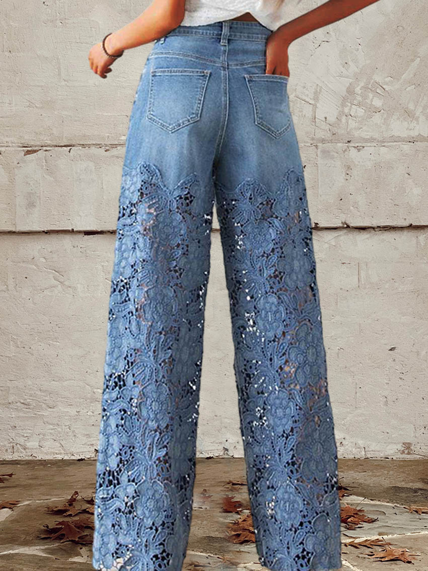 Lisandra - Jeans med mellemhøj talje, blonde og patchwork til en afslappet og trendy stil