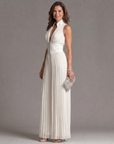 Zakira | Plisseret halterneck-jumpsuit med vide ben