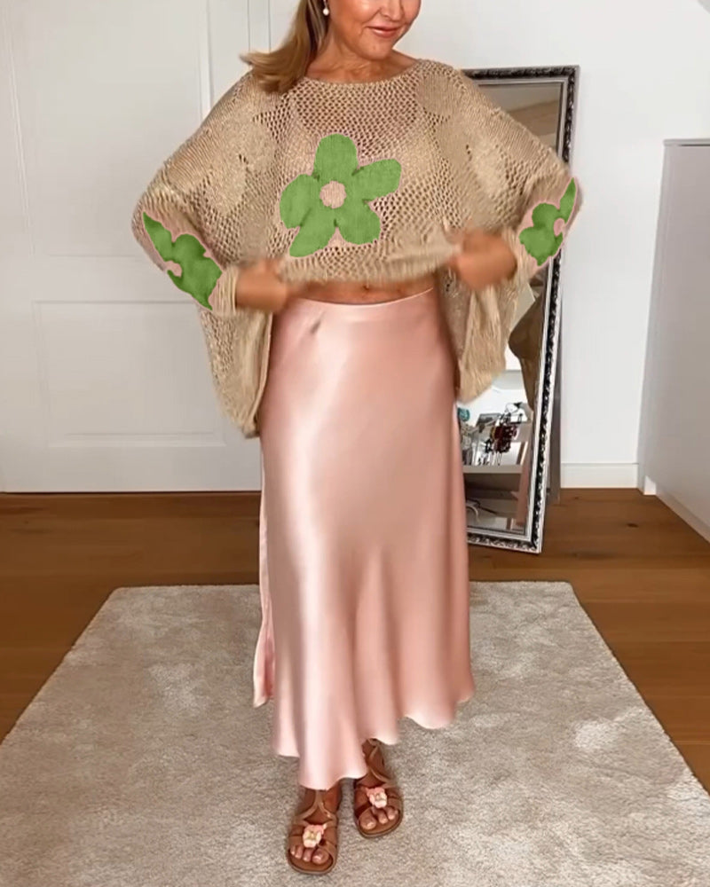 Sasha - Strikket sweater med blomstermønster