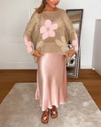Sasha - Strikket sweater med blomstermønster