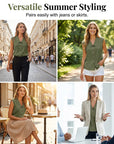 Dovirelle - Ærmeløs bluse til kvinder med V-hals og elegante knapper