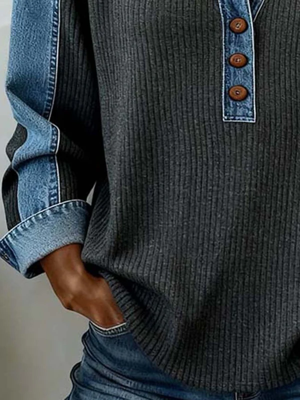 Marisolenne - Afslappet sweatshirt med kontrastsyninger