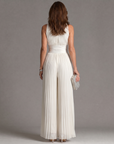 Zakira | Plisseret halterneck-jumpsuit med vide ben