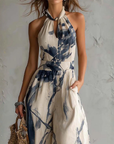 Gavelynn - Jumpsuit til damer med halterneck og vide ben