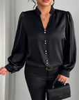 Thaliravelle - Elegant bluse med pufærmer og V-hals