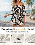 Ivoriah - Kort jumpsuit til damer med bare skuldre og bladprint