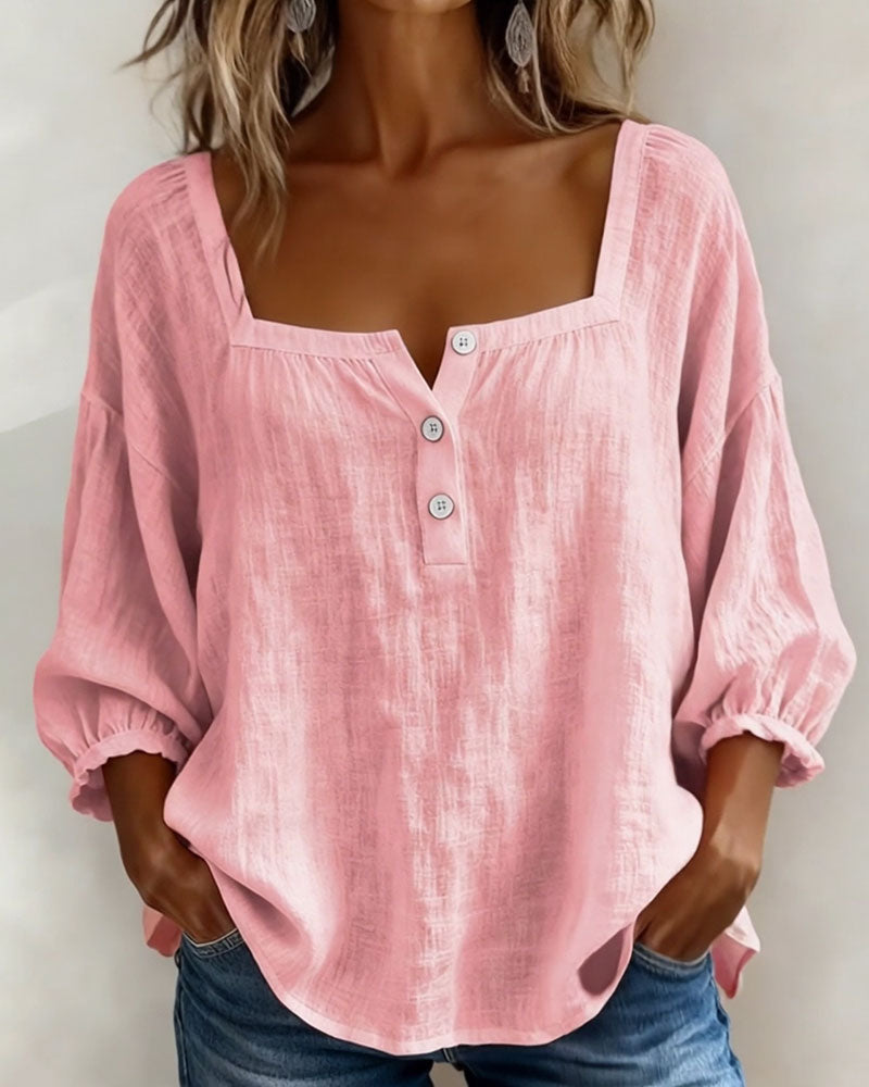 Glyressa - Elegant damebluse med firkantet hals
