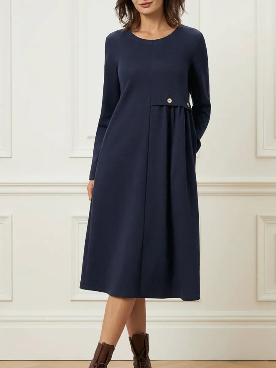 Helisavelle - Midikjole i bomuld med lange ærmer i casual stil