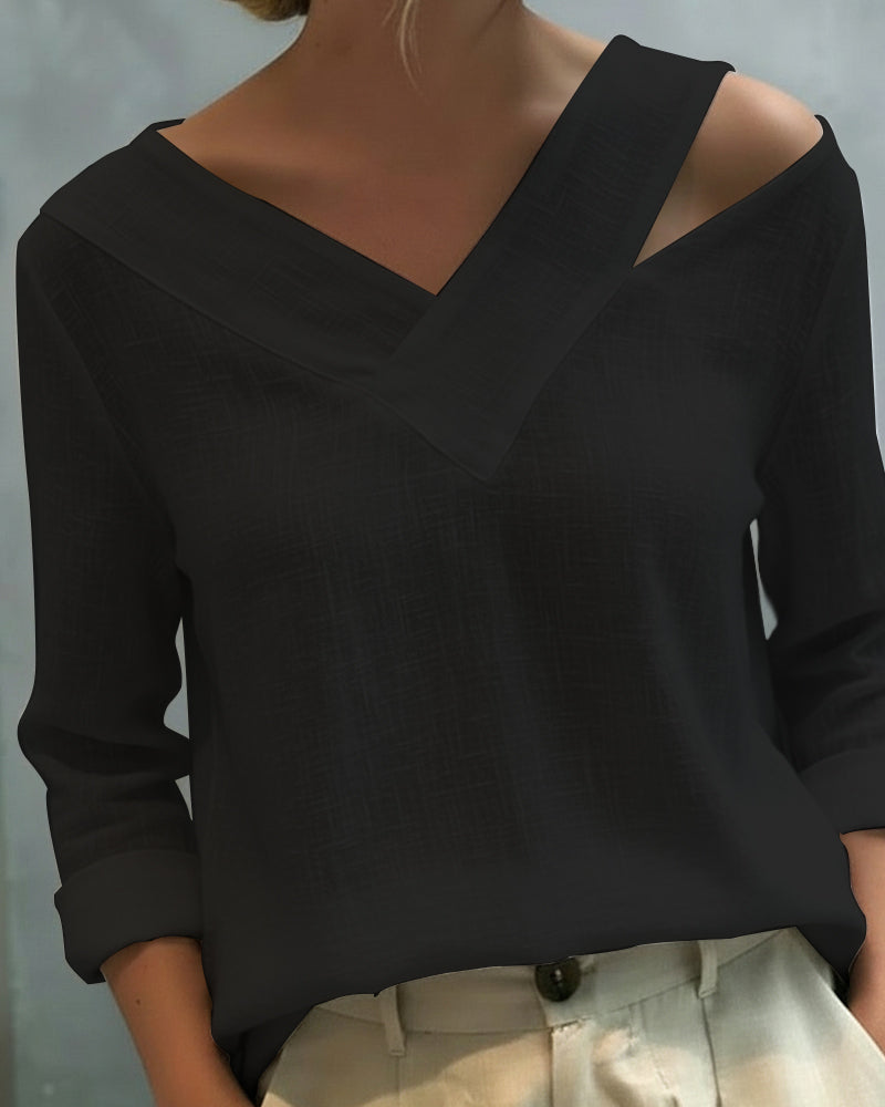Melyra - Elegant top med asymmetrisk V-hals