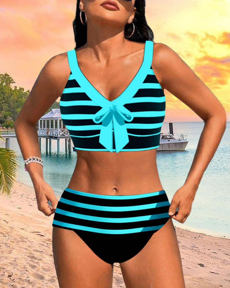 Laluna® stribet bikini med høj talje – flatterende talje, tidløst stribet look