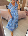 Denise - Maxi blomsterkjole med V-hals
