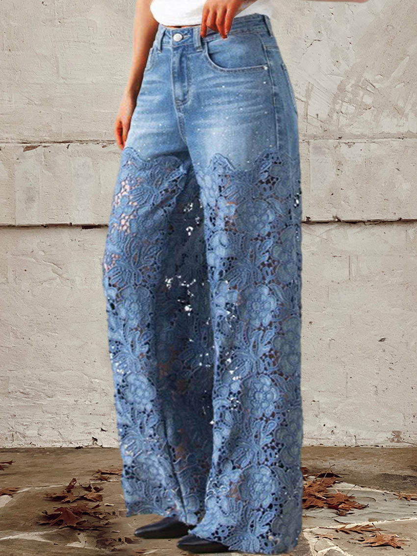 Lisandra - Jeans med mellemhøj talje, blonde og patchwork til en afslappet og trendy stil