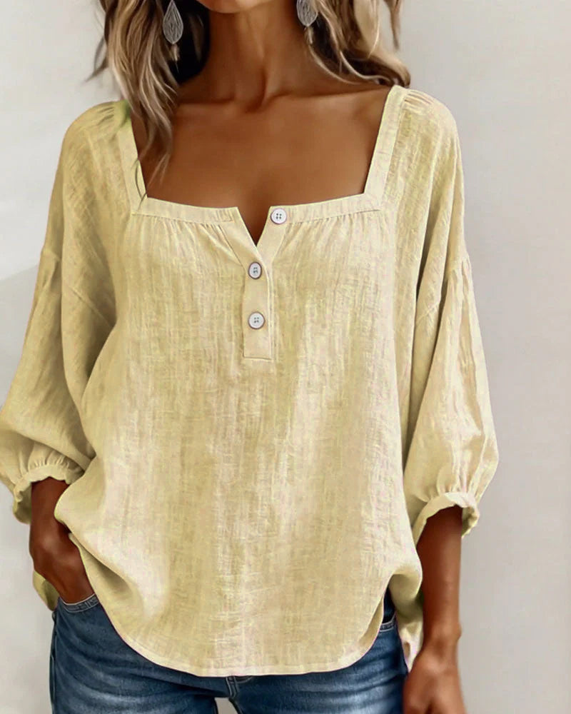 Glyressa - Elegant damebluse med firkantet hals