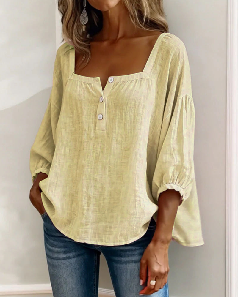Glyressa - Elegant damebluse med firkantet hals
