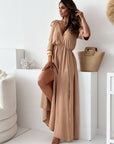 Havessira - Elegant maxikjole med off-shoulder og V-hals